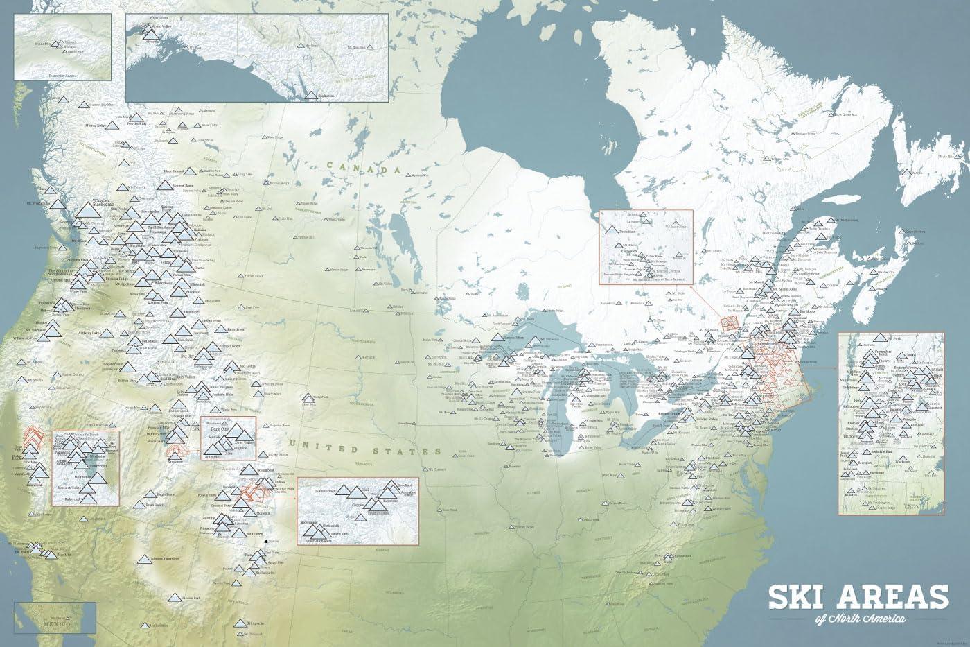 Best Maps – North America Ski Resorts Map 24×36 Poster Review