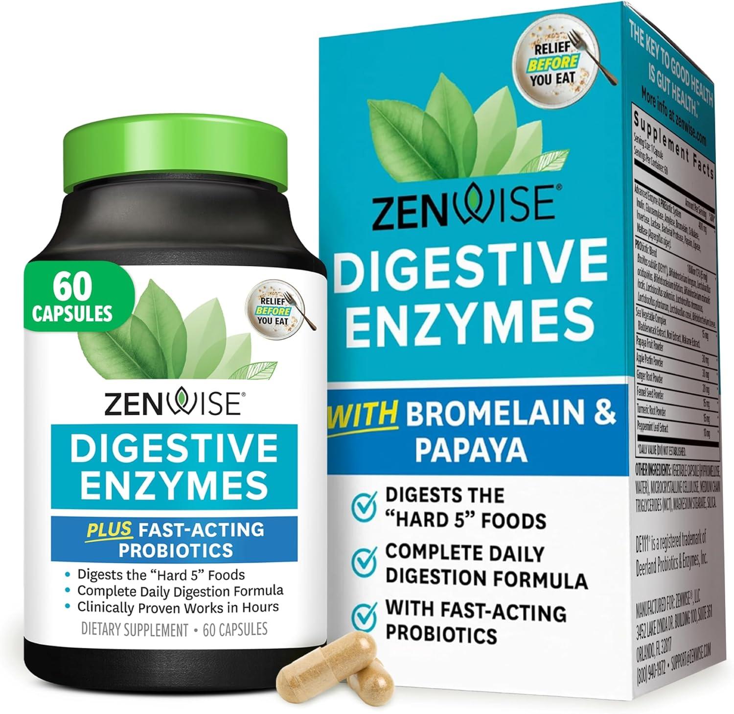 Best Probiotic – Zenwise Health Digestive Enzymes for Gut Health & Bloating Relief – Multi Enzymes Digestion Supplement with Probiotics, Bromelain & Papaya – 60 Count Review