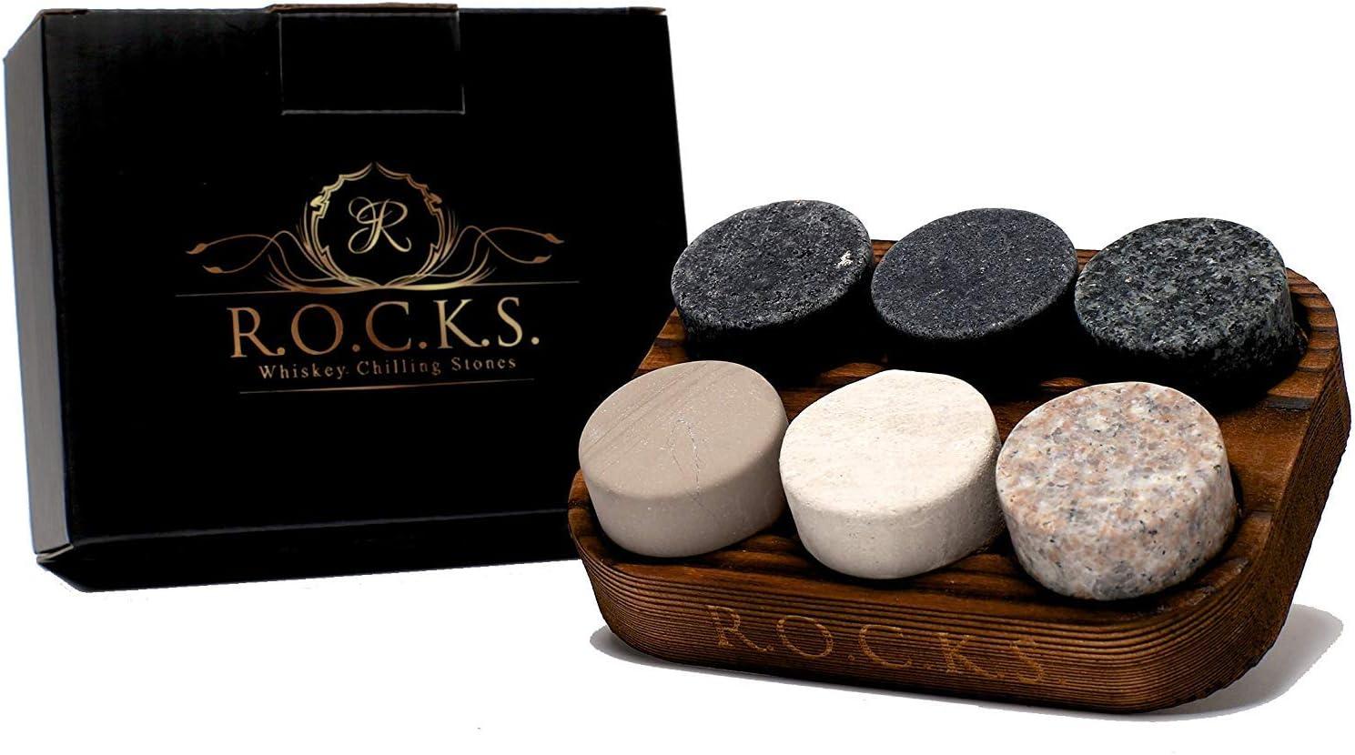 Best Home & Kitchen – Whiskey Chilling Stones – Set of 6 Handcrafted Premium Granite Round Sipping Rocks – Hardwood Presentation & Storage Tray by R.O.C.K.S. Review