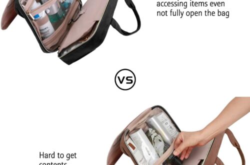 Best Toiletry Organizer – BAGSMART Travel Bag with Hanging Hook, Water-resistant Makeup Cosmetic Bag Travel Organizer for Accessories, Shampoo, Full-size Container, Toiletries (Black, Medium) Review